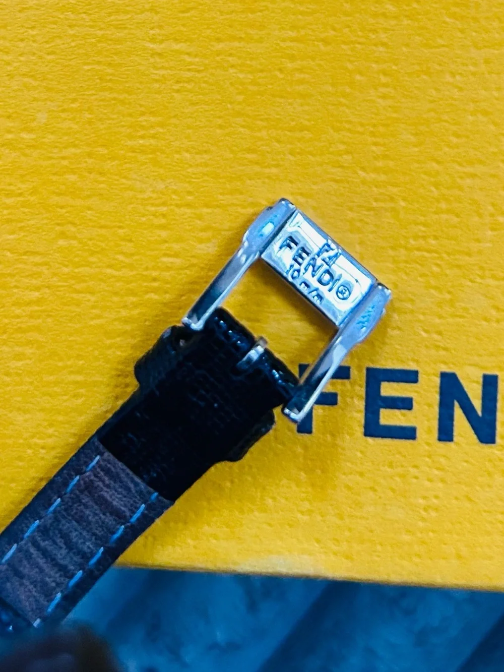 Fendi Chameleon Black Leather Lizard Strap Watch